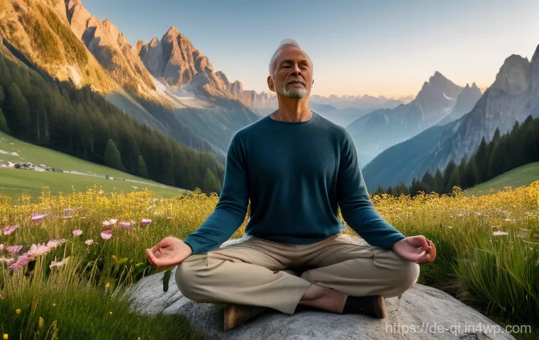 명상 여행과 웰니스의 연결 - Prompt 1: Serene Alpine Morning Meditation**