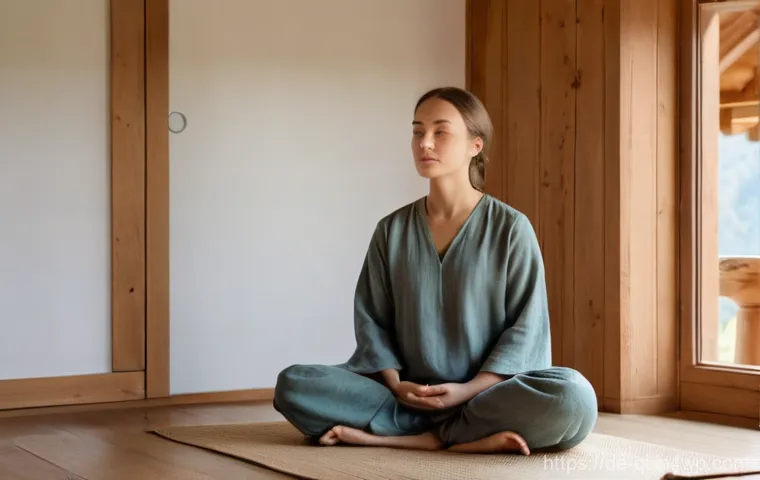 명상적 여행 중 불안 관리 방법 - **Prompt for Inner Reflection and Facing Anxieties:**
    "A peaceful, contemplative portrait of an ...