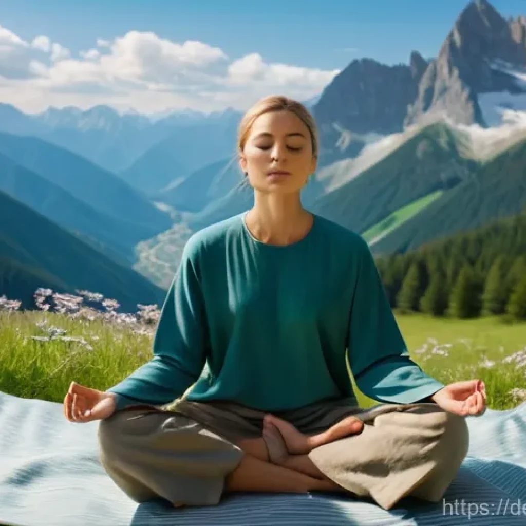 명상 여행의 심리적 이점 - **Prompt 1: Serene Mountain Meditation**
    "A peaceful scene showing a person, appearing to be in ...