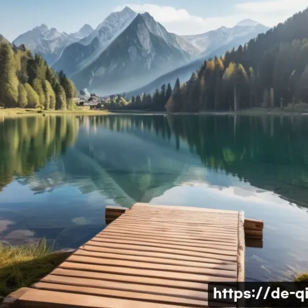 명상적 여행의 기획 및 실행 전략 - A serene natural landscape in the German Alps during early morning, featuring a peaceful lake reflec...