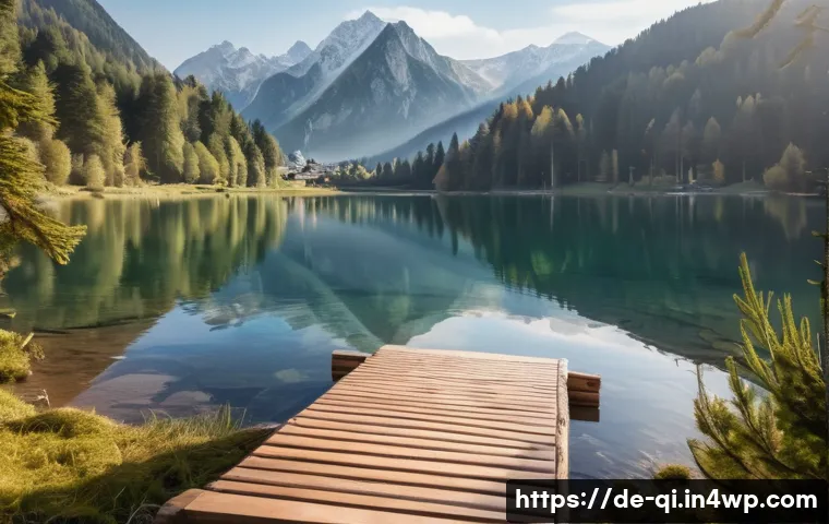 명상적 여행의 기획 및 실행 전략 - A serene natural landscape in the German Alps during early morning, featuring a peaceful lake reflec...