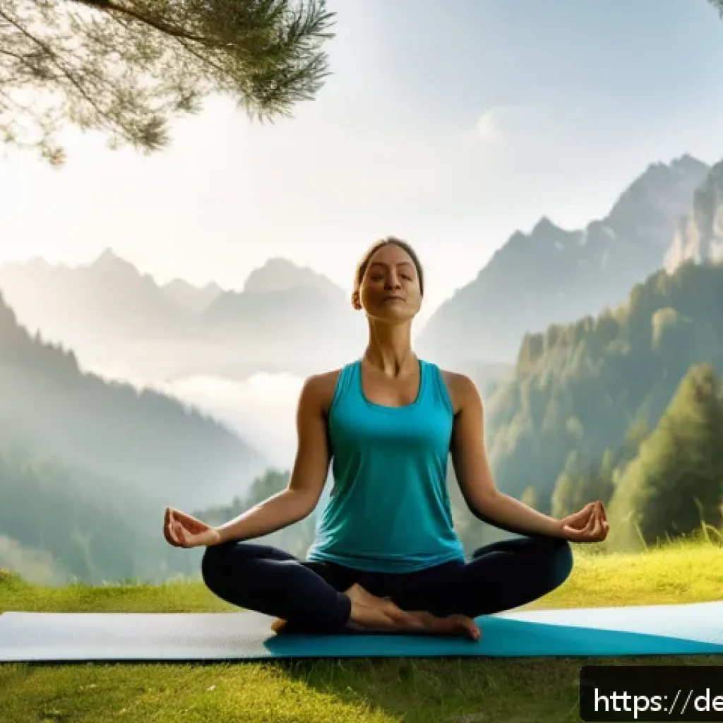 전문가에게 배우는 명상적 여행 - A serene mountain retreat scene in the Bavarian Alps during early morning light, featuring a person ...