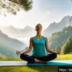 Home 23 전문가에게 배우는 명상적 여행 - A serene mountain retreat scene in the Bavarian Alps during early morning light, featuring a person ...